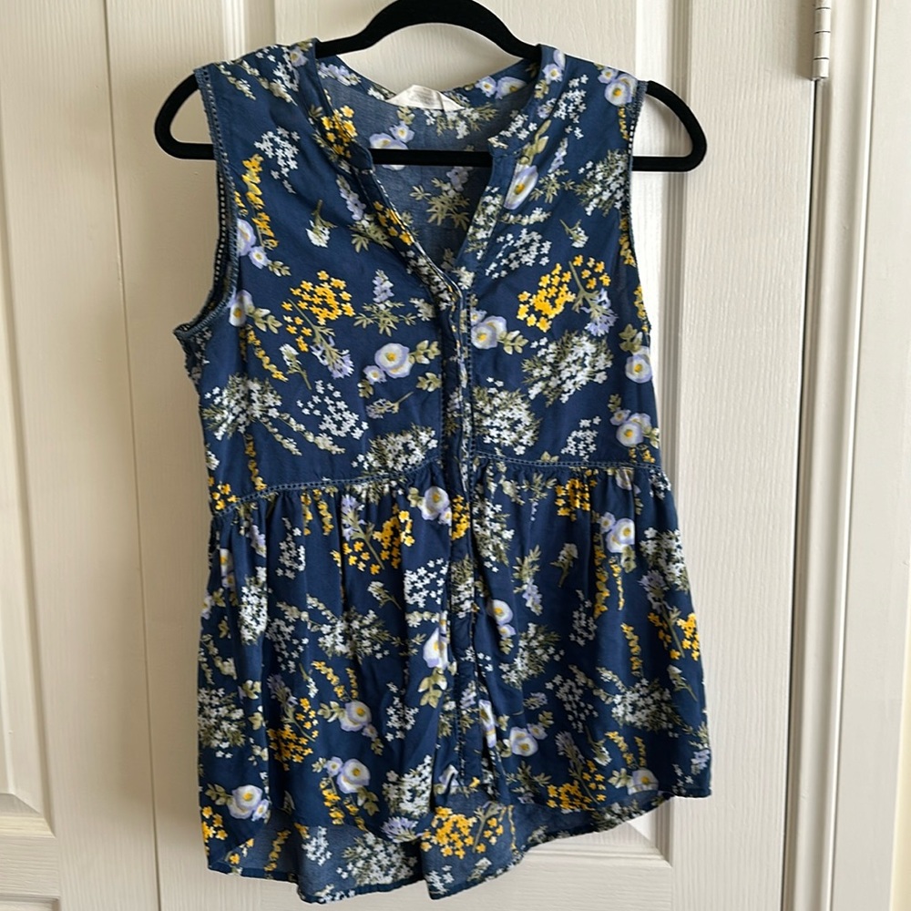 Blue and Yellow Baby-Doll style tank top